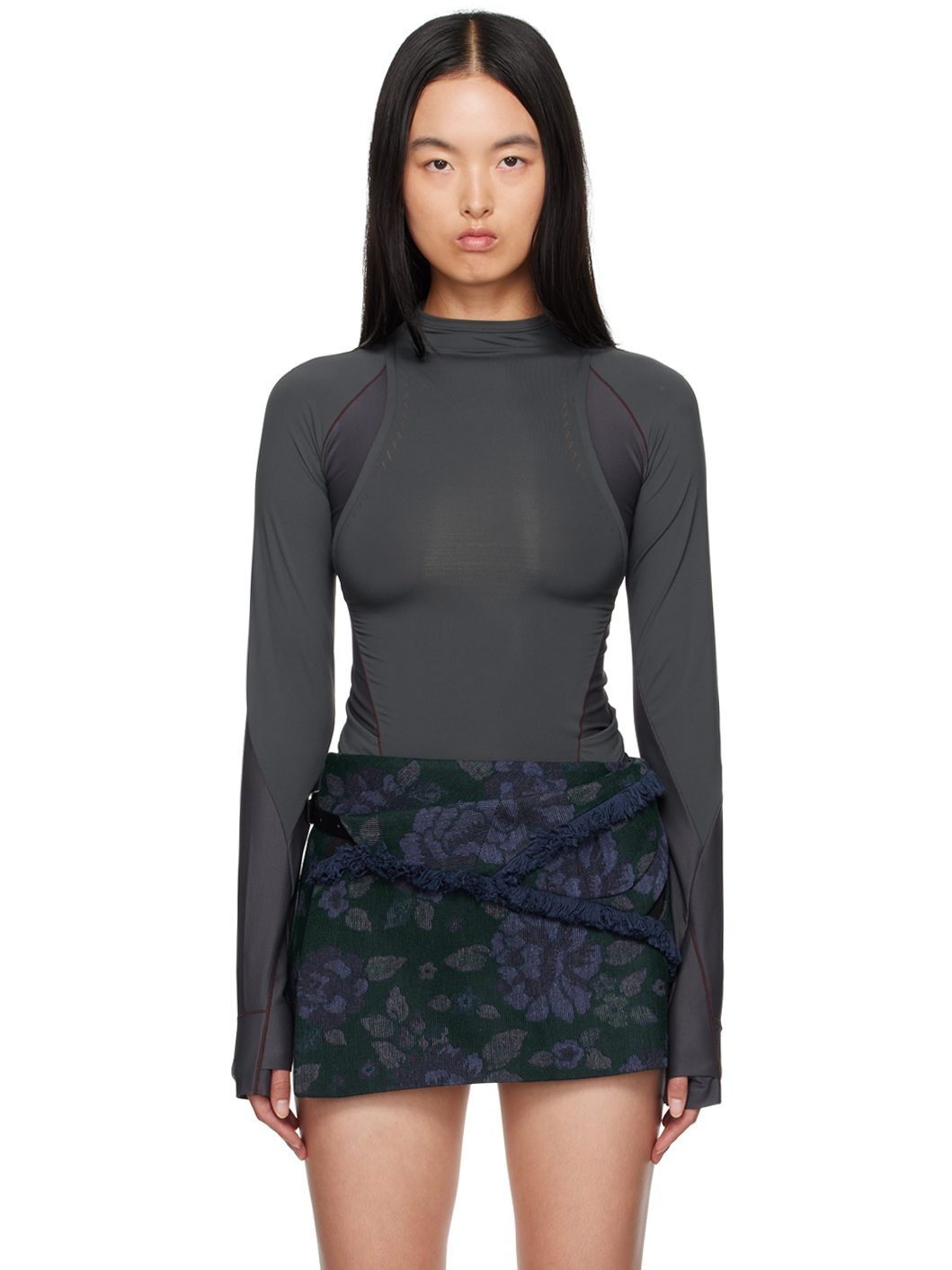 Gray Track Long Sleeve T-Shirt - 1