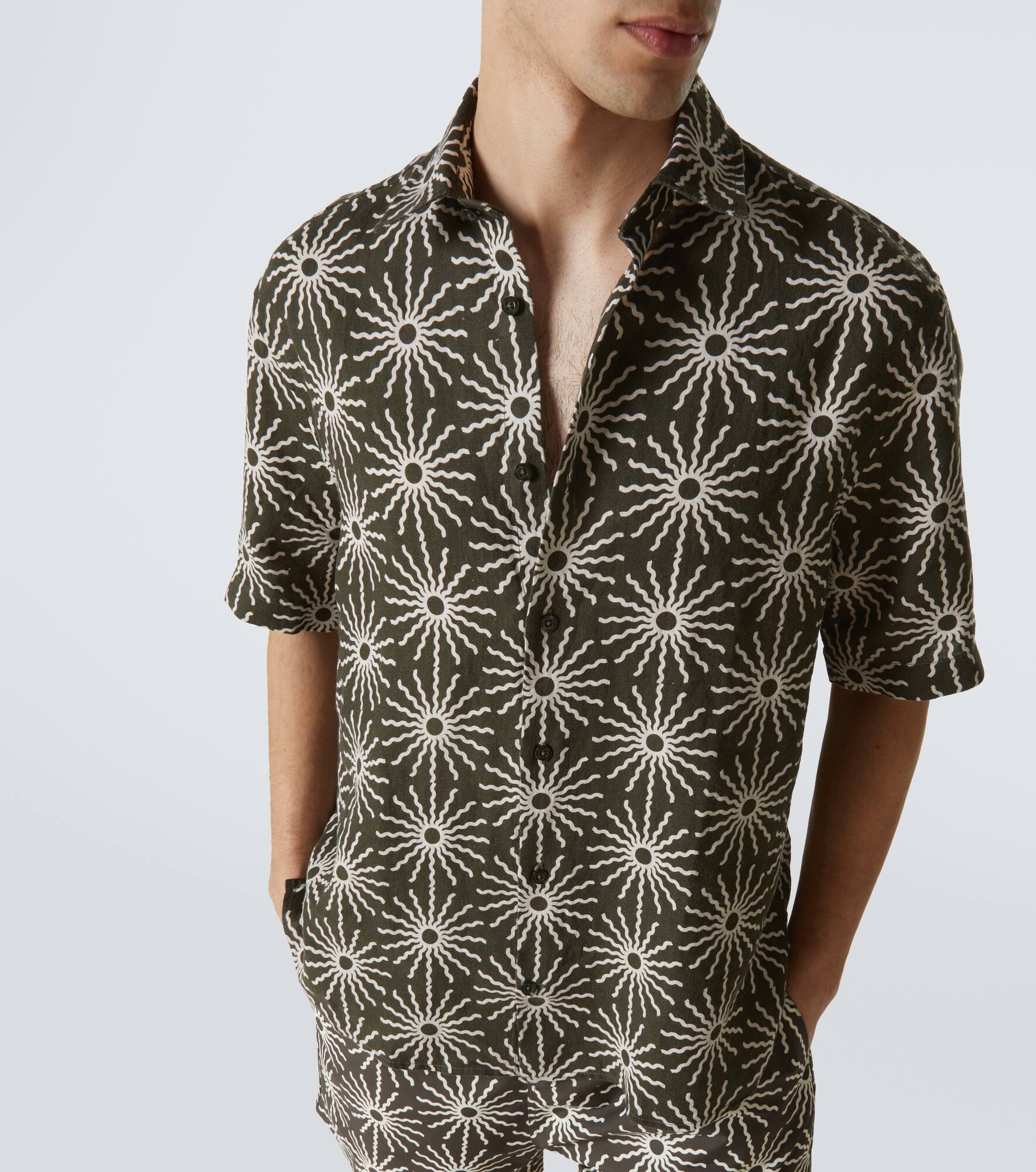 Castro printed linen bowling shirt - 5