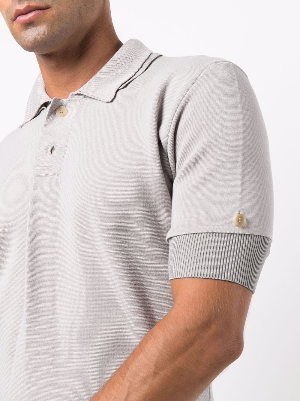 layered fine-knit polo shirt - 5