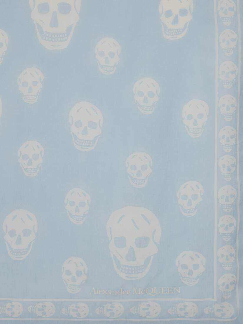 Classic Silk Chiffon Skull Scarf in Sky Blue - 3