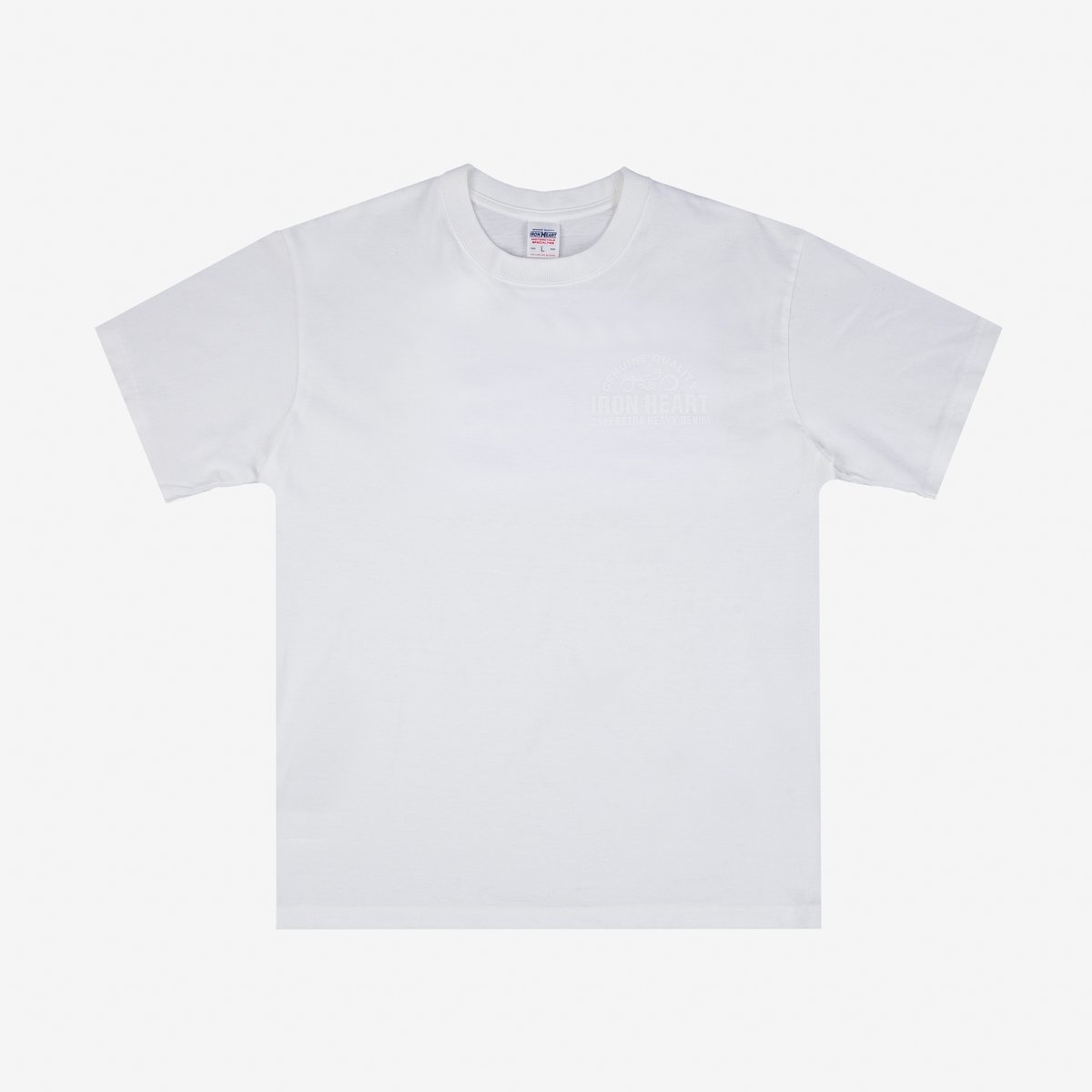 IHT-2401-WHT 7.5oz Printed Loopwheel Crew Neck T-Shirt - White - 1