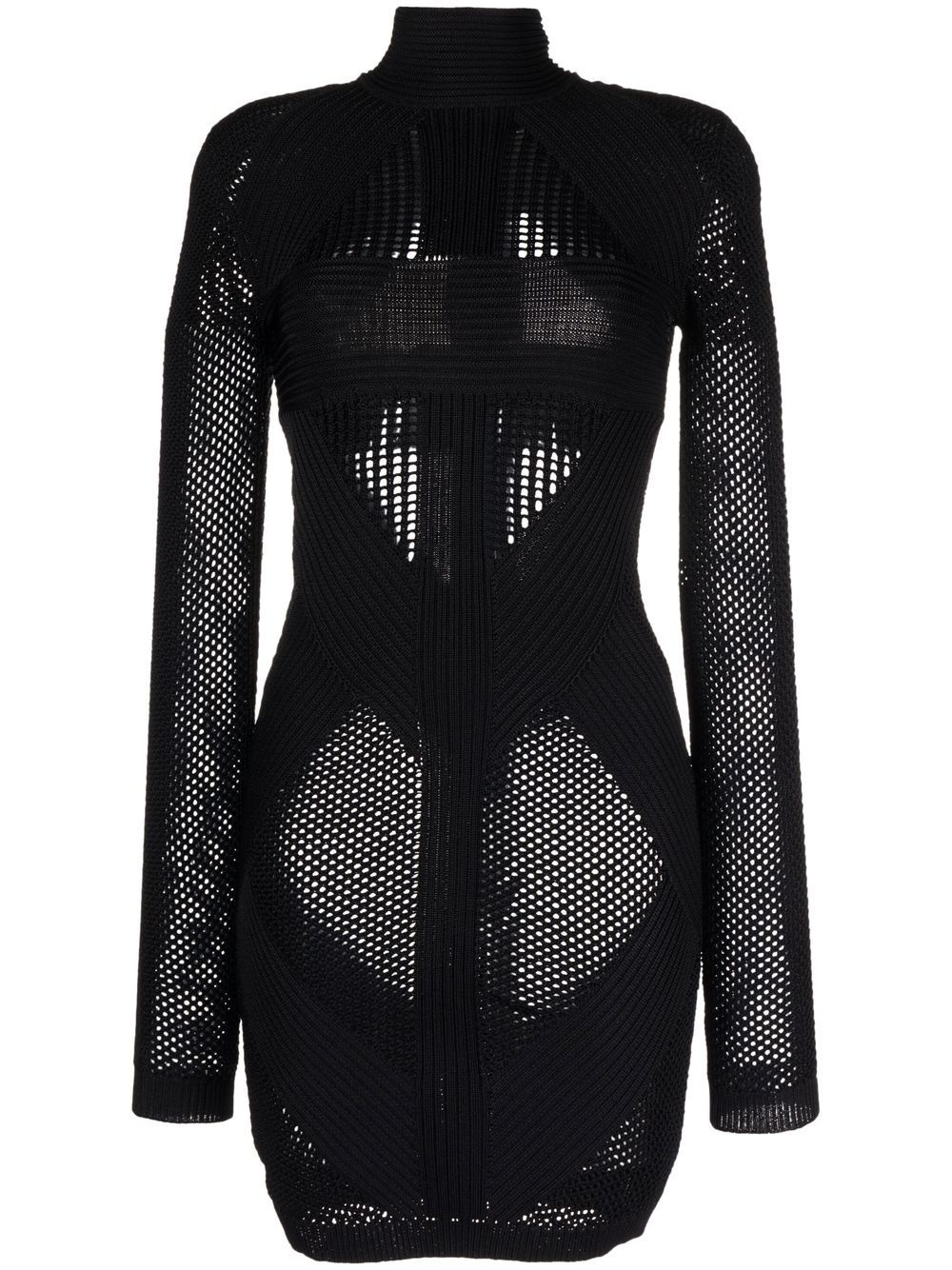 perforated-knit detail dress - 1