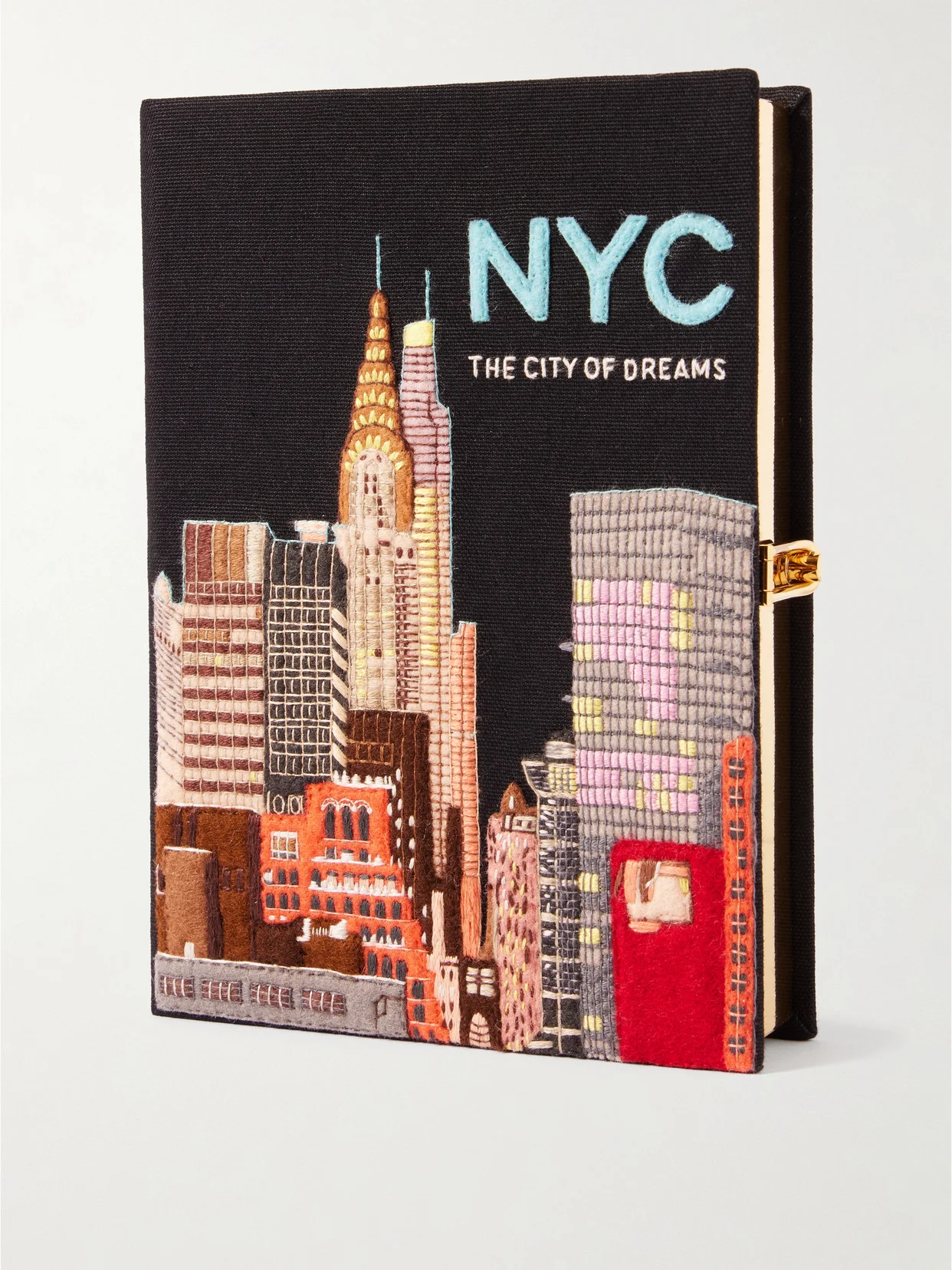 Nyc Embroidered Appliquéd Cotton, Wool And Silk-blend Canvas Clutch - 1