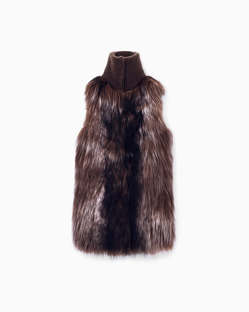 SHEARLING VEST WITH HIGH RIBBED CASHMERE COLLAR 1