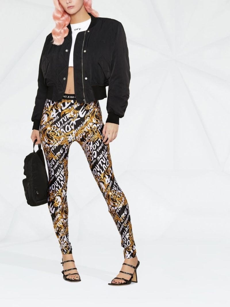 logo-print baroque-pattern leggings - 2