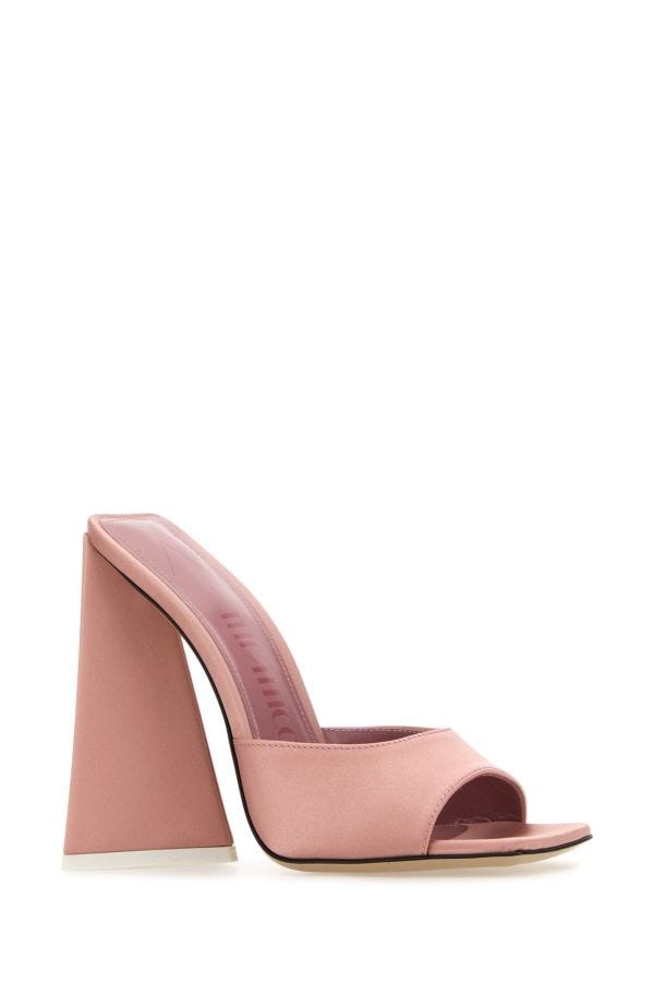 Pink satin Devon mules - 2