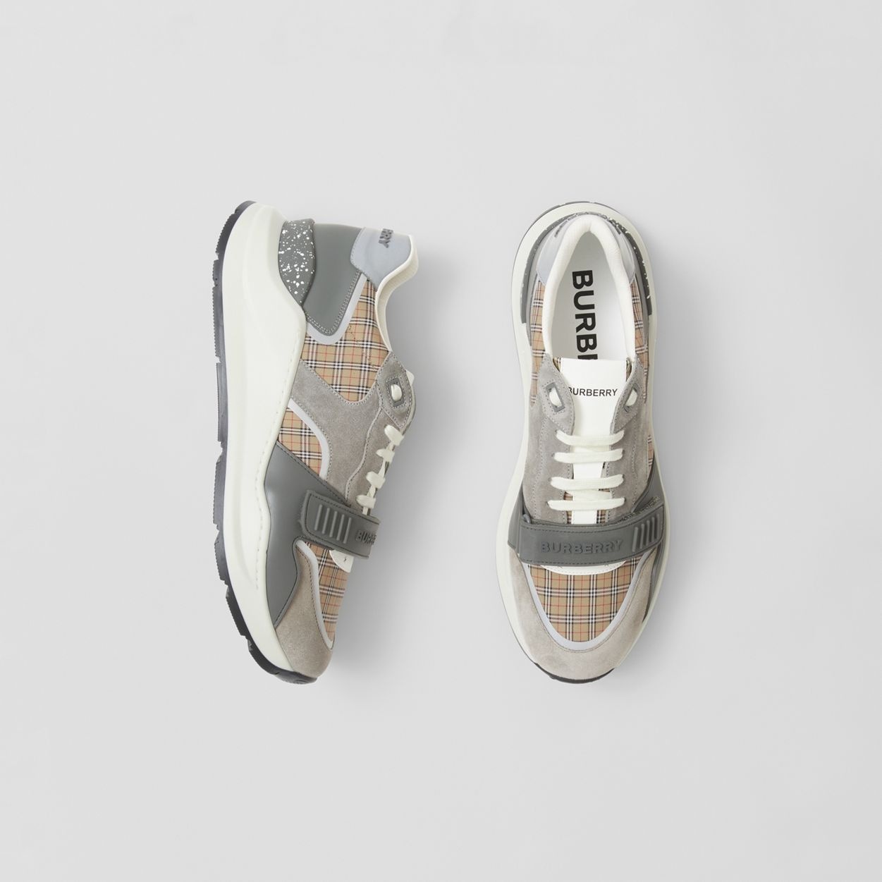 Check, Suede and Leather Sneakers - 6