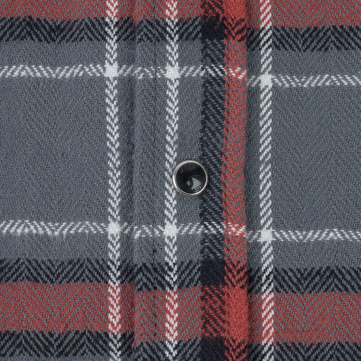 IHSH-369-GRY 12oz Slubby Heavy Flannel Herringbone Check Western Shirt - Grey - 14