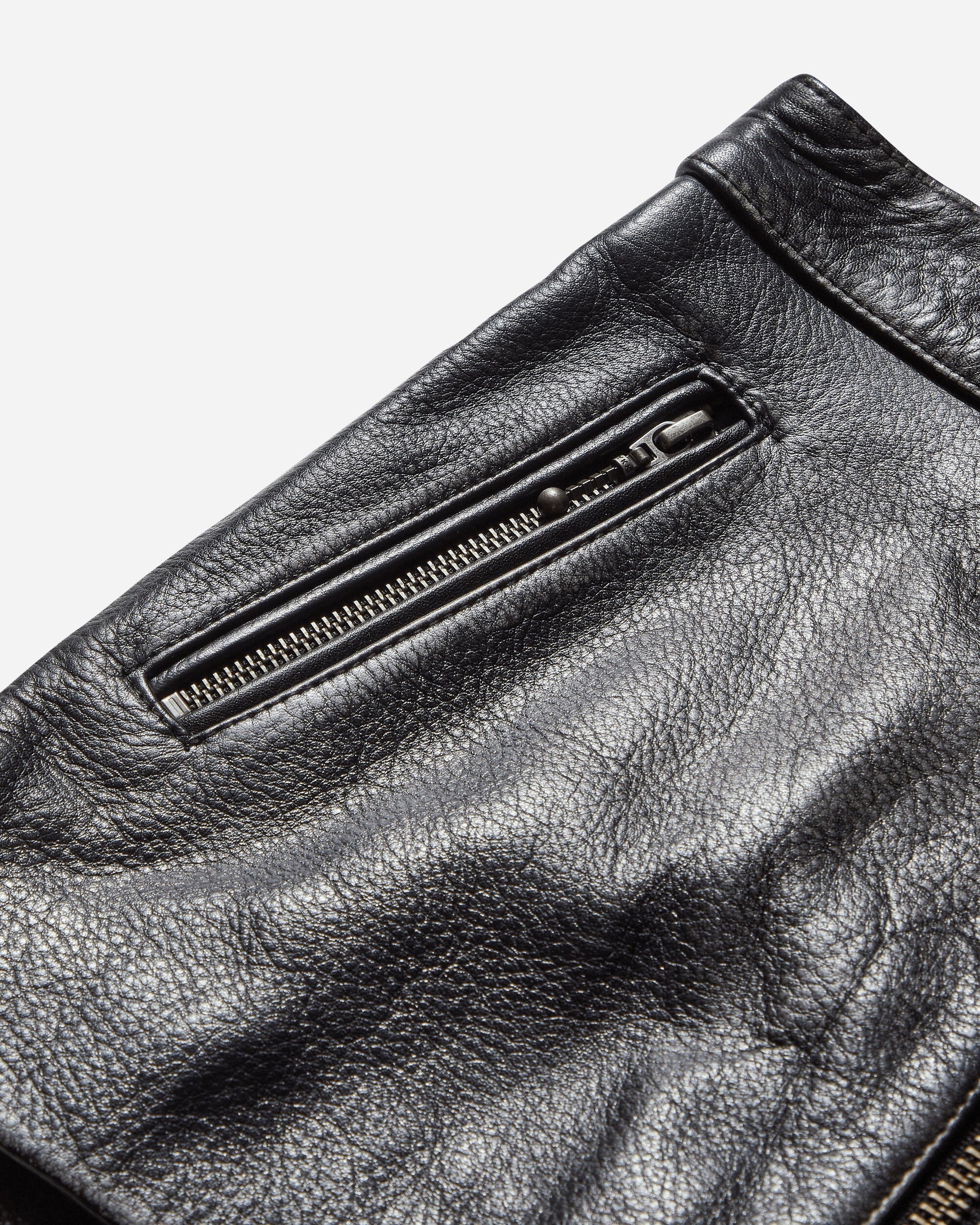 Women's Vintage Leather Skirt Jet Black - 4