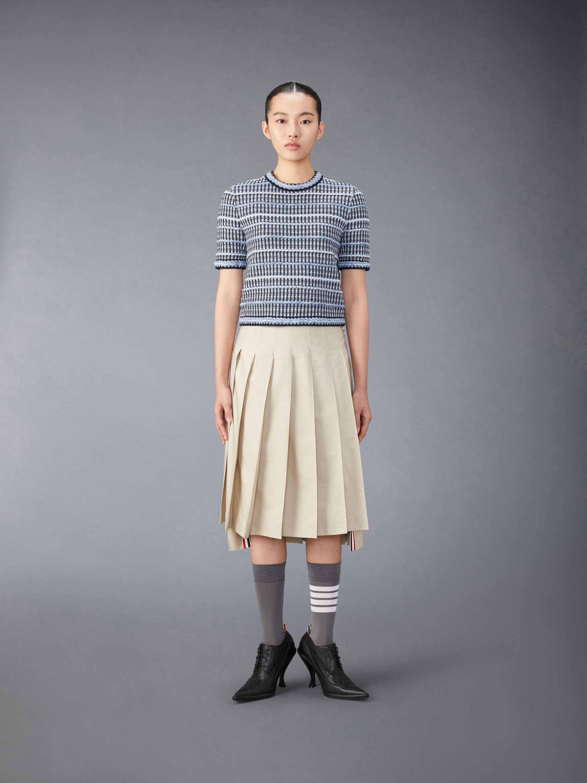 crew-neck tweed top - 3