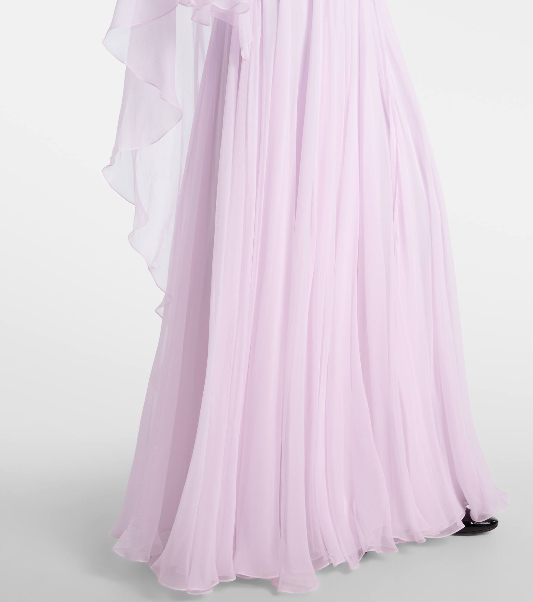 Draped shirred silk gown - 6