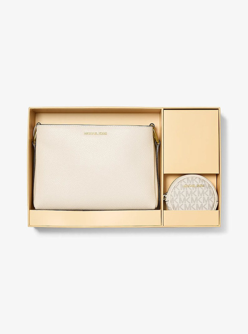 Trisha Pebbled Leather Crossbody Bag With Pouch Gift Set 4
