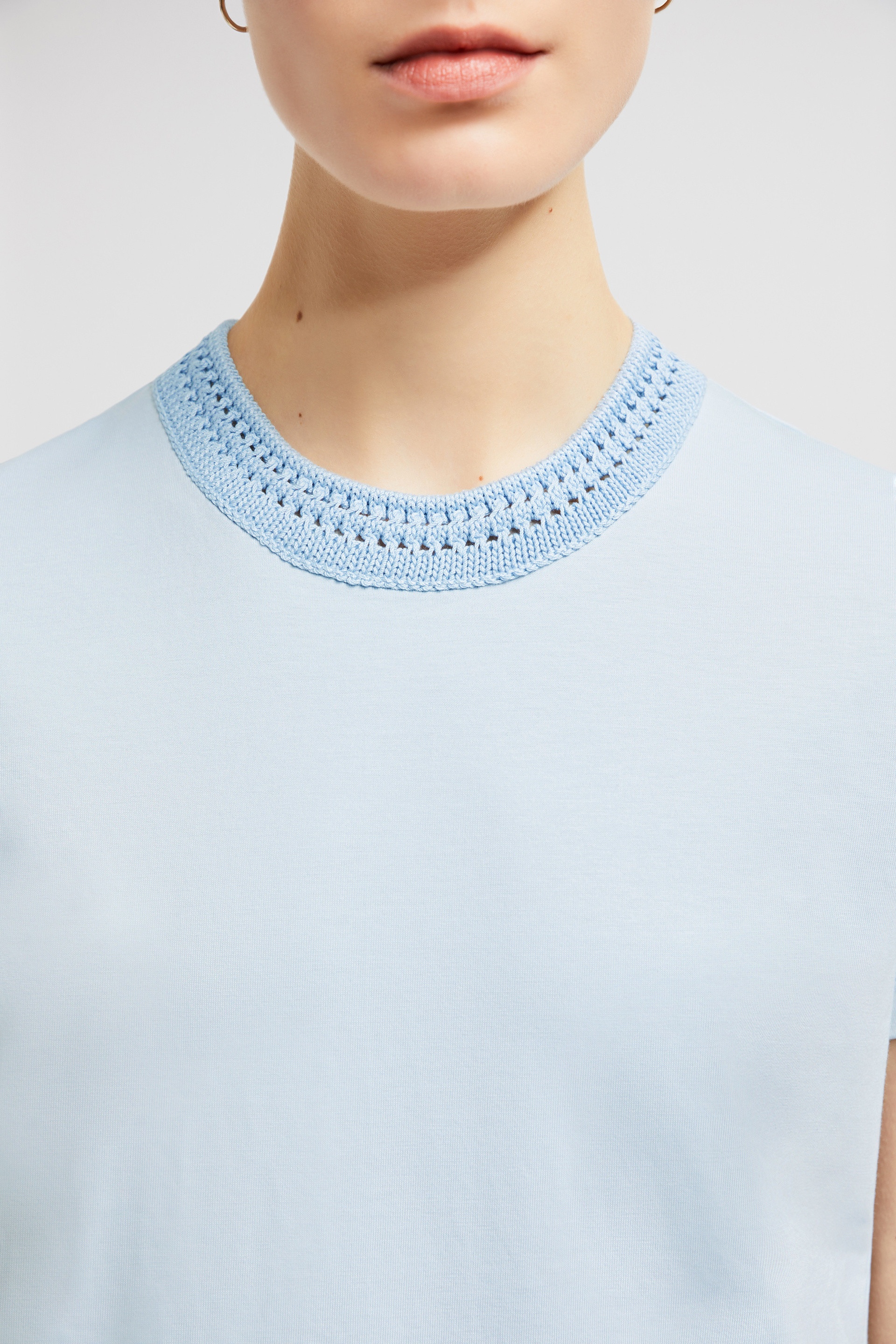 Crochet Accent Cotton T-Shirt - 6