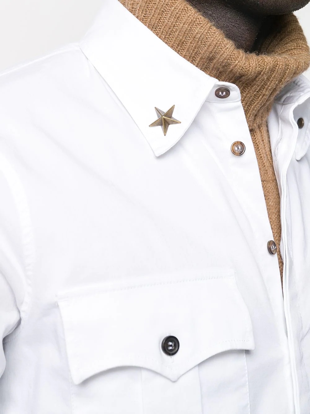 collar detail utility shirt - 5