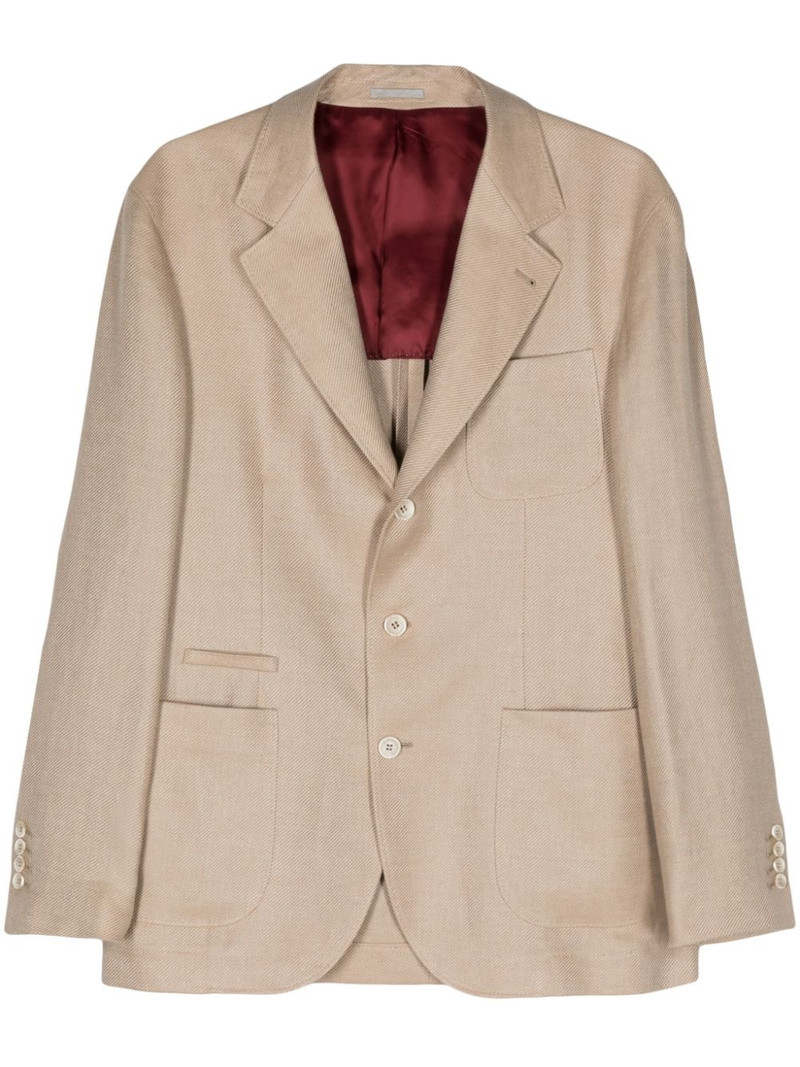 linen blend single-breasted blazer 1