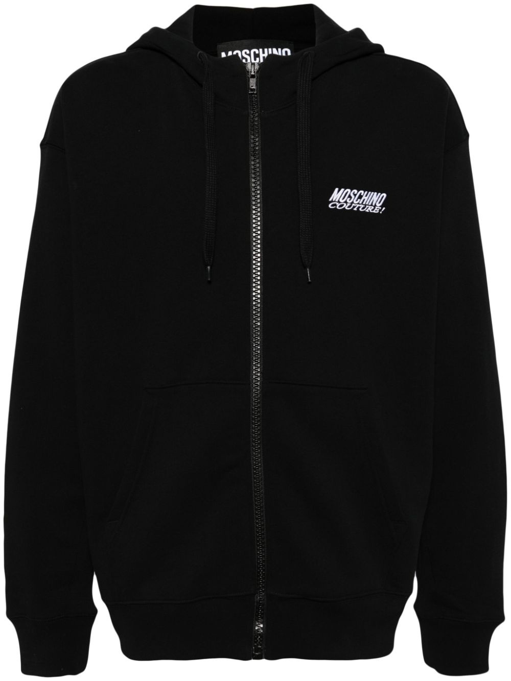 logo embroidered zipped hoodie - 1