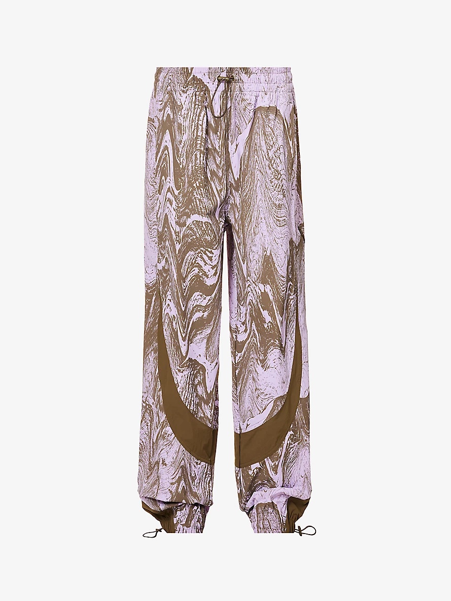 TrueCasuals abstract-print relaxed-fit stretch recycled-polyamide trousers - 1