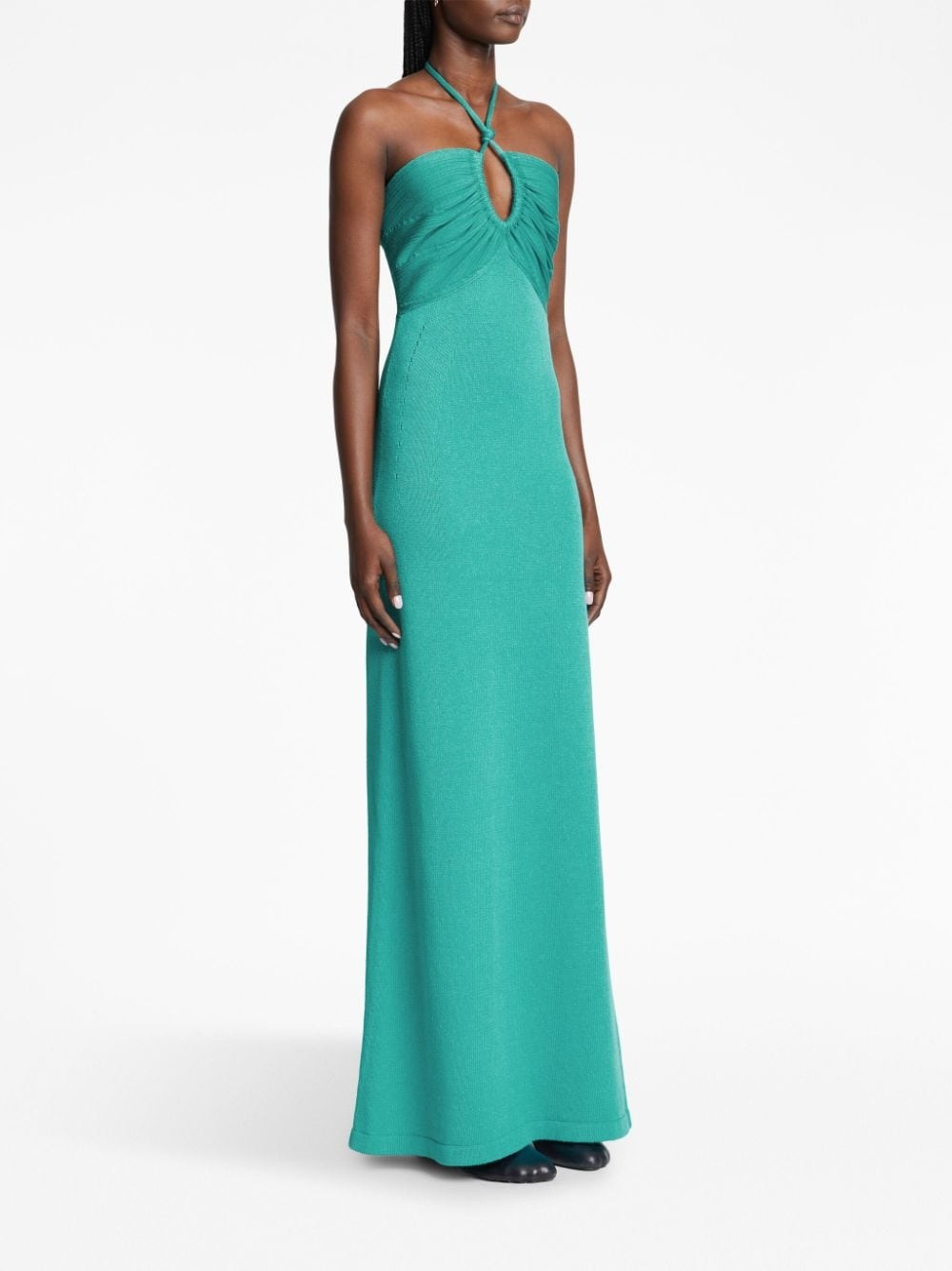 halterneck knitted maxi dress - 3