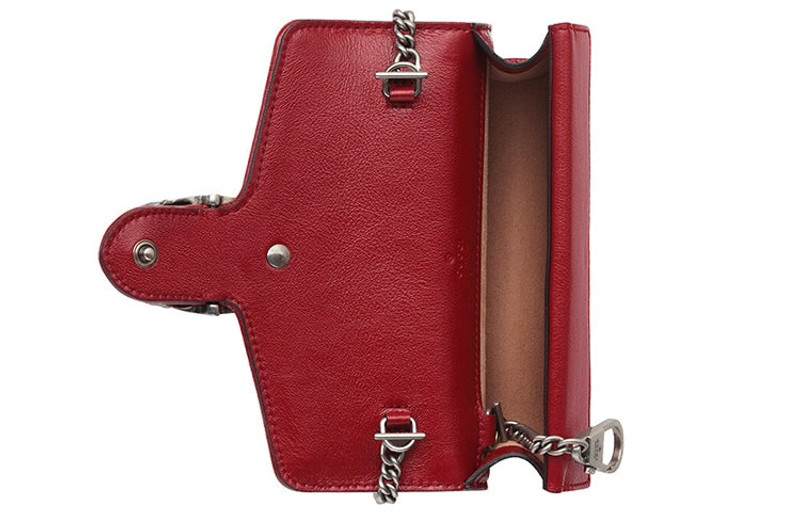 (WMNS) Gucci Dionysus Tiger Head Logo Chain Shoulder Messenger Bag Mini Black / Red 476432-HS8AN-116 7