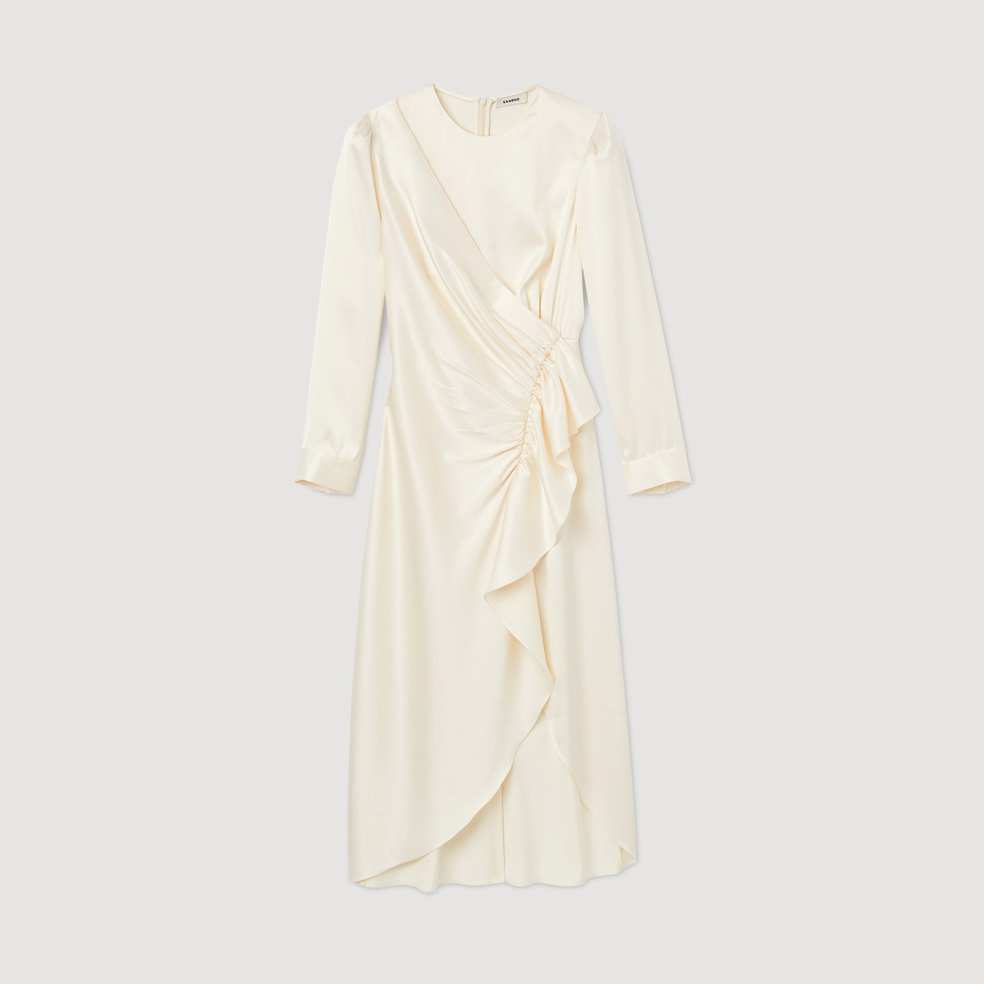 RUFFLED SATIN-EFFECT DRESS - 1