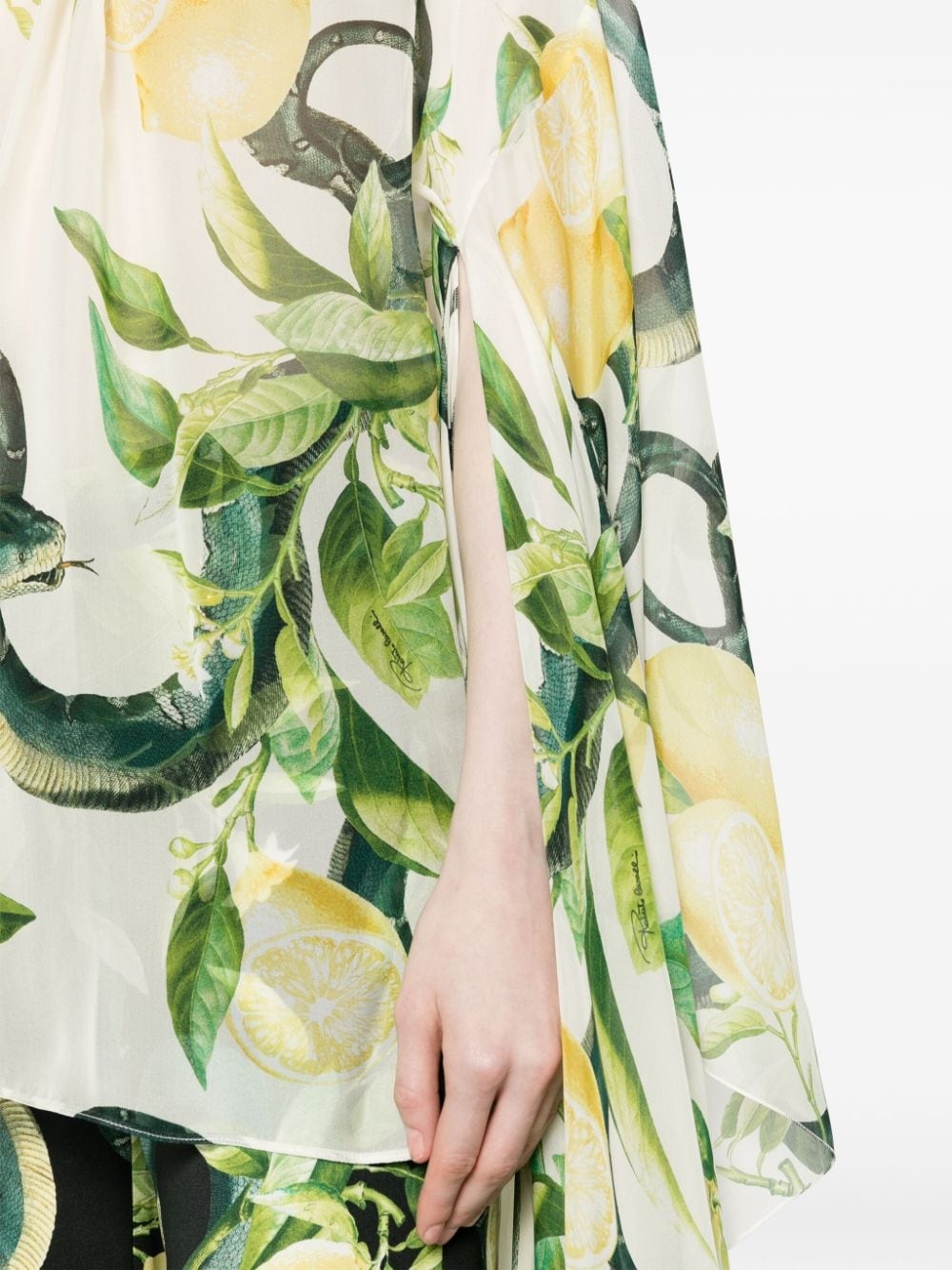 Lemon-print elongated-sleeve blouse - 5