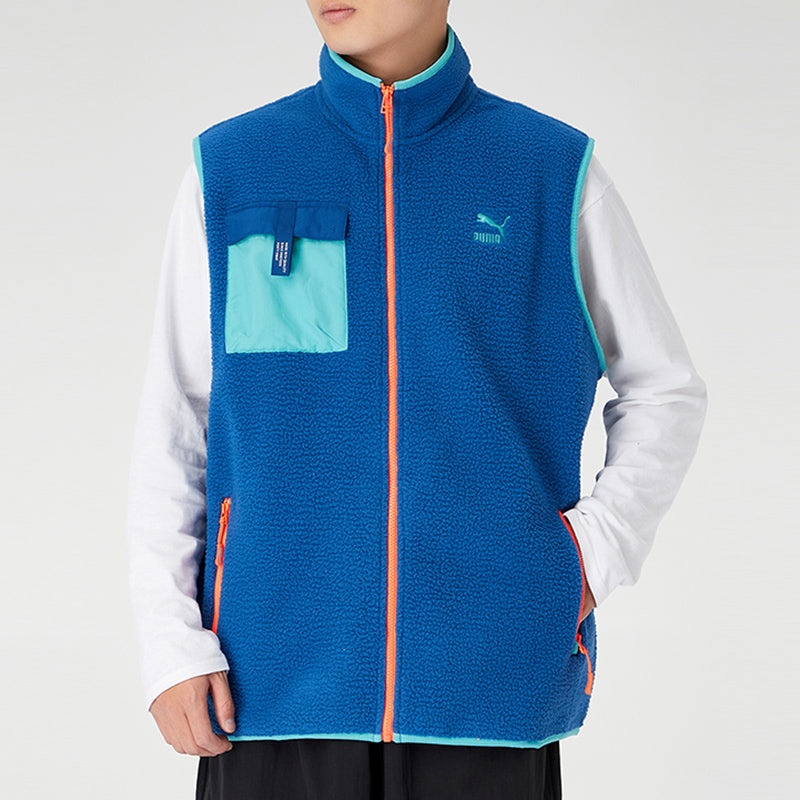 PUMA XTG Trail Fleece Full Zip Pocket Vest 'Blue Orange' 596728-65 - 3