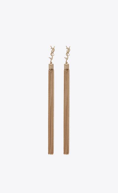SAINT LAURENT loulou earrings with chain tassels in light gold-colored brass outlook