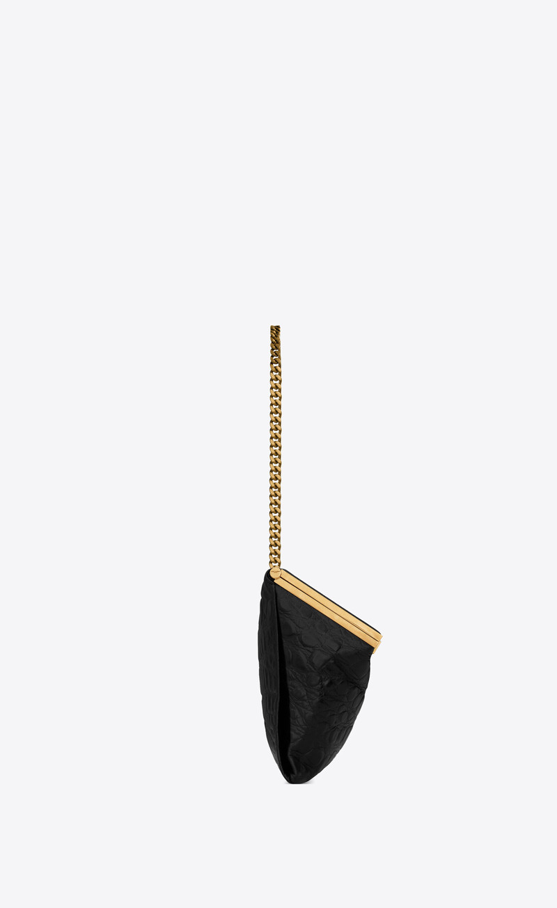 fanny medium chain bag in crocodile-embossed lacquered leather 3