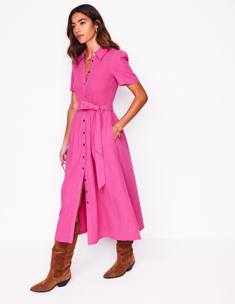 Amber Double Cloth Midi Dress-Cosmos Pink 6