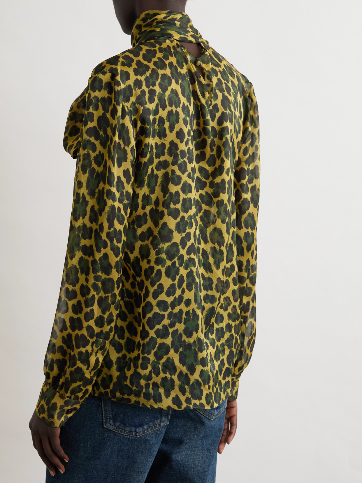 Pussy-bow Leopard-print Silk-mousseline Blouse - 3