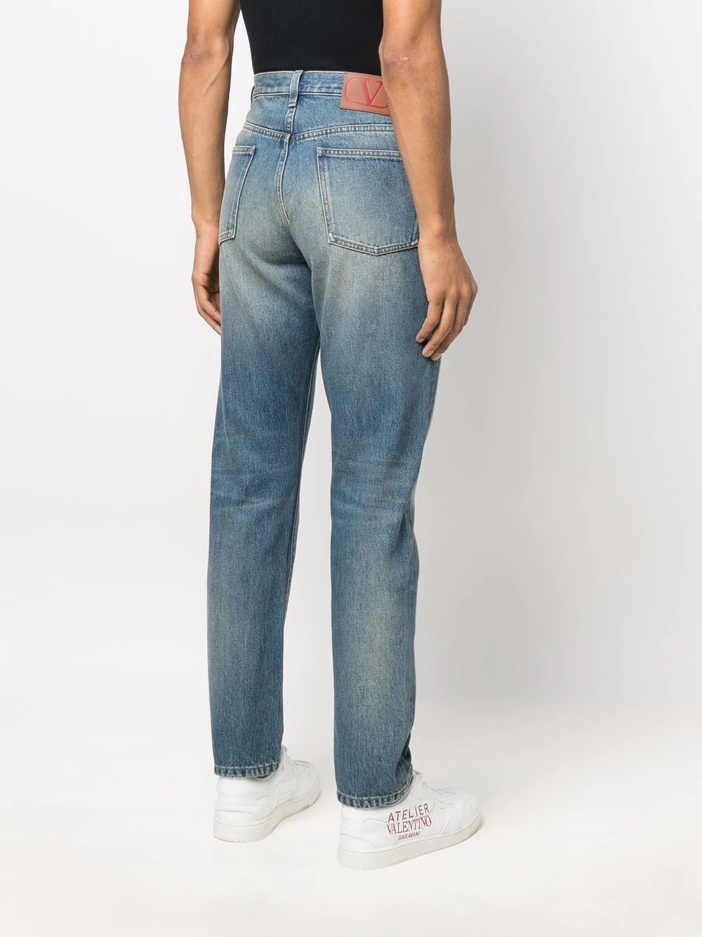 stonewashed straight leg jeans - 4