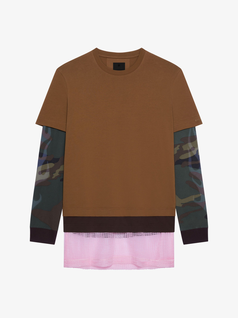 OVERLAPPED T-SHIRT IN COTTON AND MESH 1