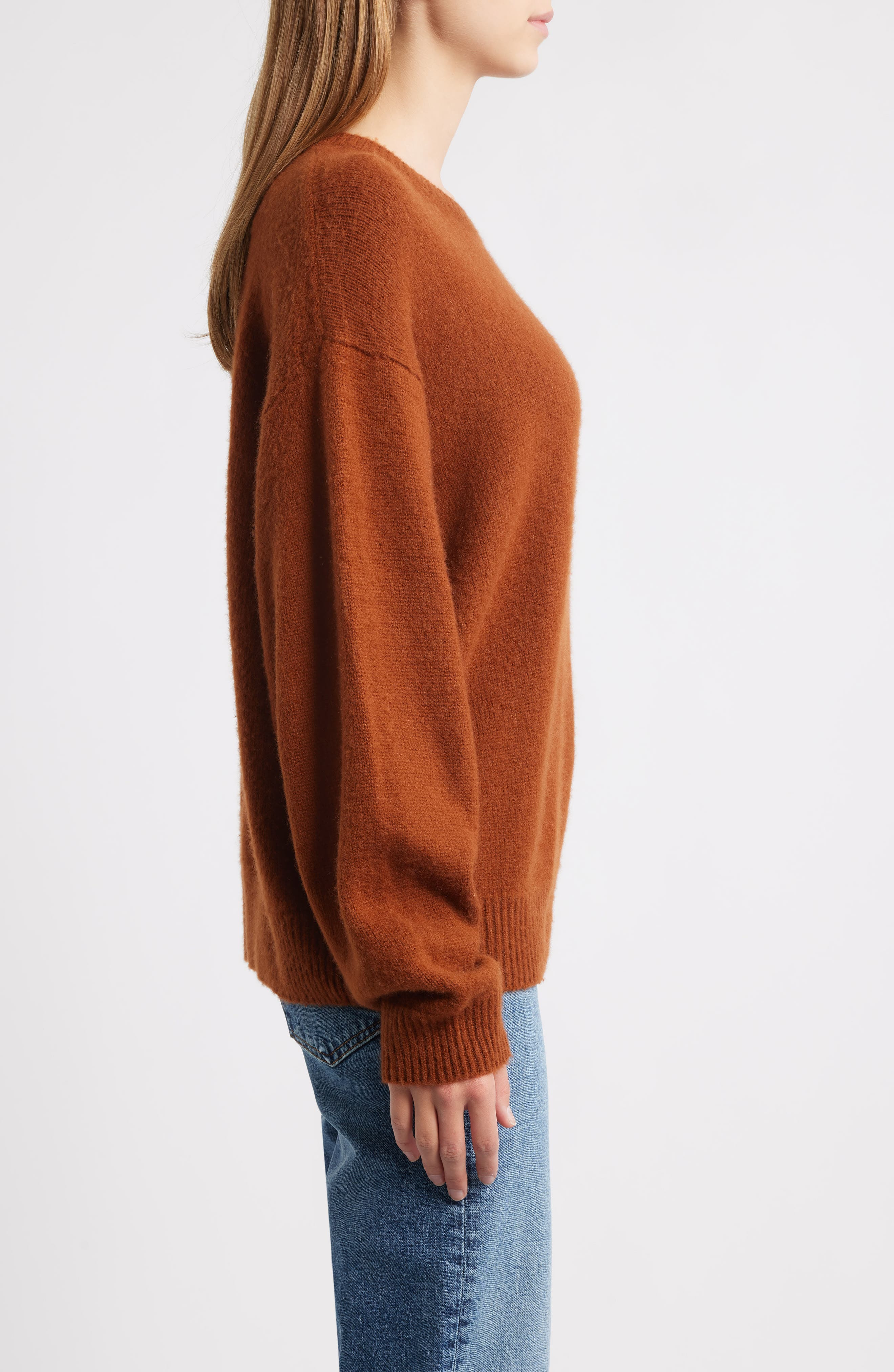 FRAME The Cashmere Brushed Sweater in Rust at Nordstrom - 3