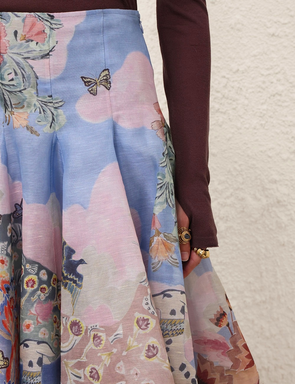 【Zimmermann】ILLUSTRATION GODET SKIRT アート ミディスカート Zimmermann】ILLUSTRATION GODET SKIRT アート ミディスカート