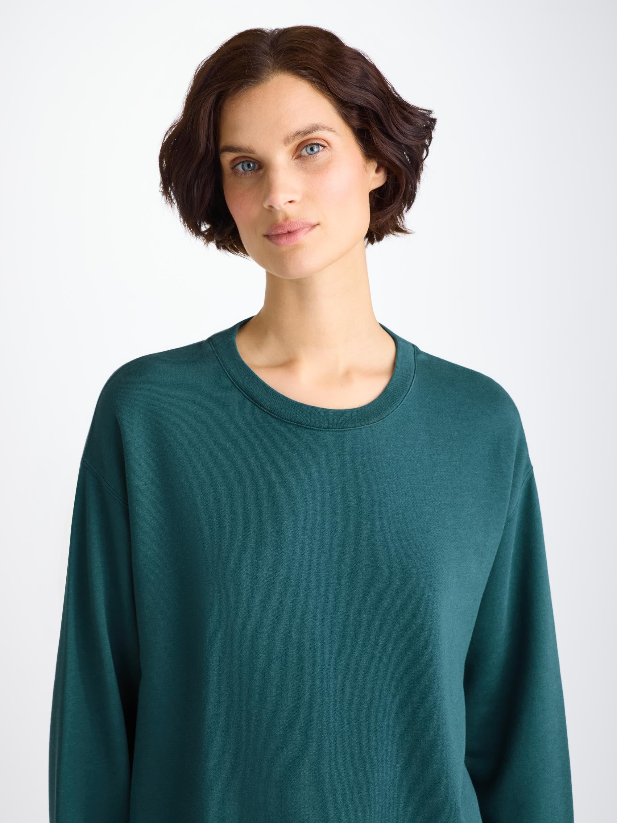 Women's Sweatshirt Quinn Cotton Modal Pine Green - 5