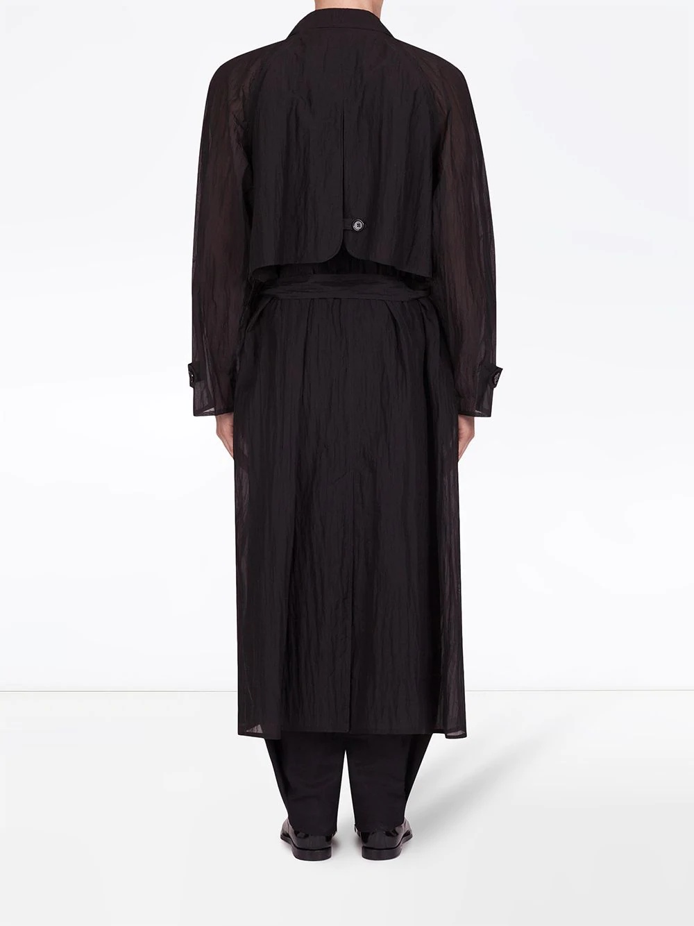 sheer-panelled trench coat - 4