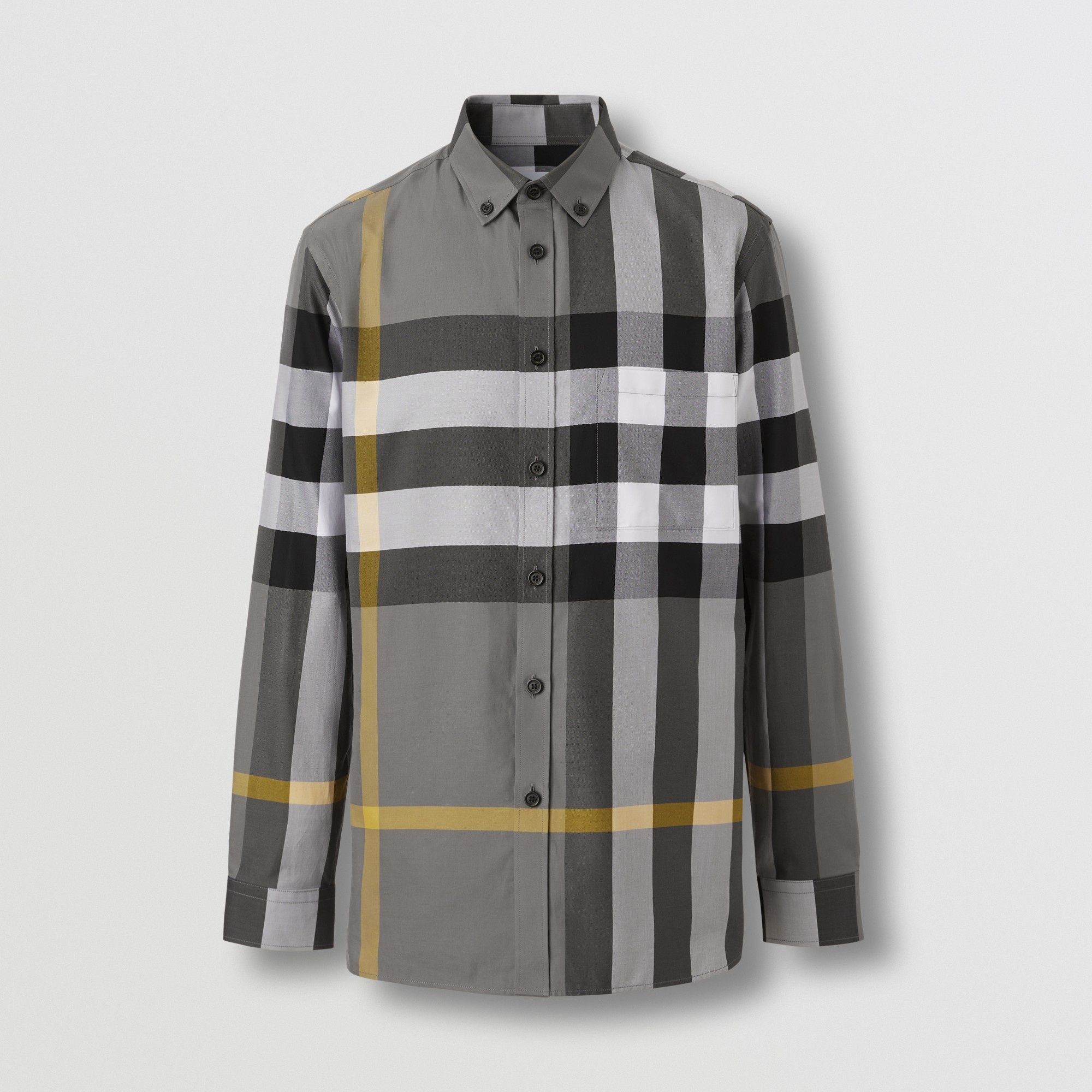Check Stretch Cotton Poplin Shirt - 1