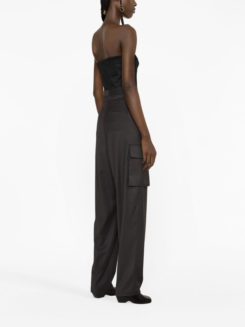 pleated cut-out cargo trousers - 3