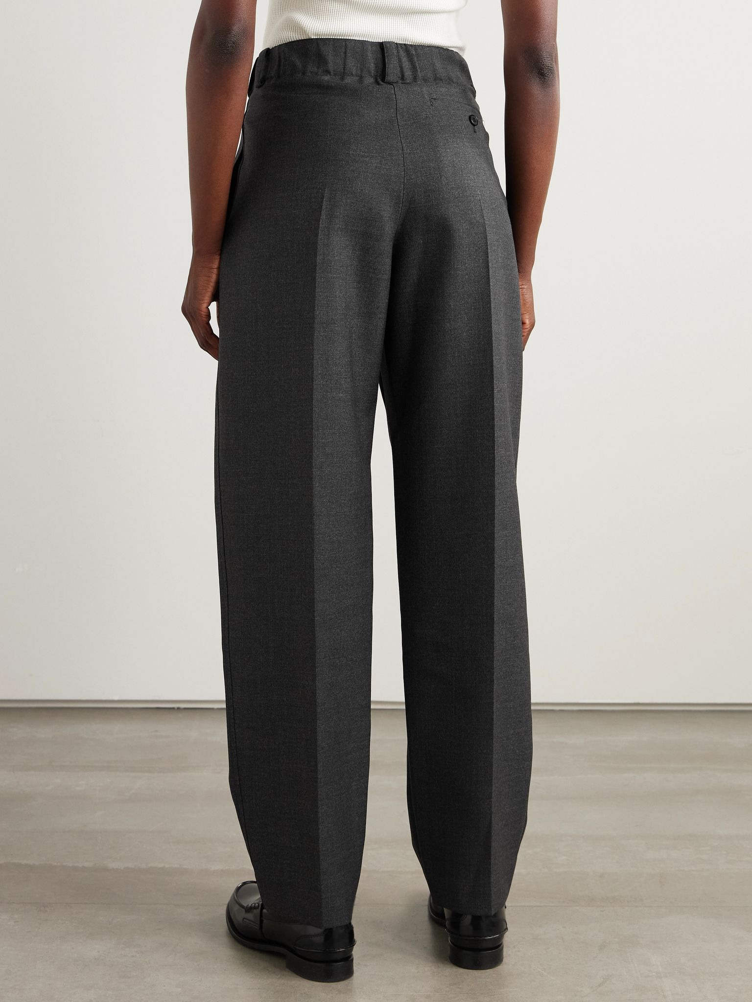 Pleated wool tapered pants Gray - 4