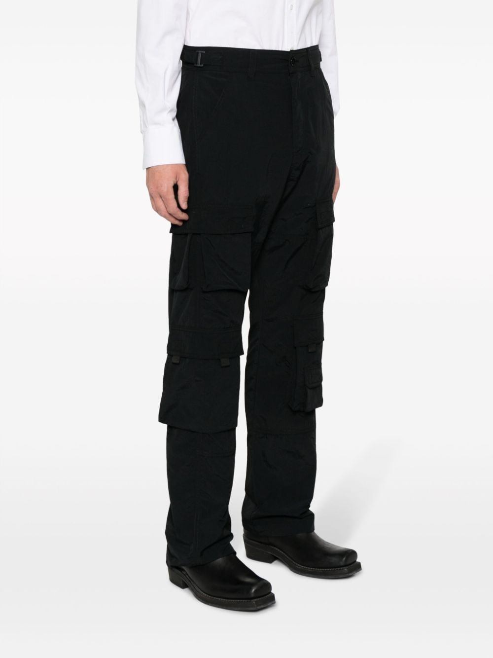 logo-patch cotton cargo trousers - 3