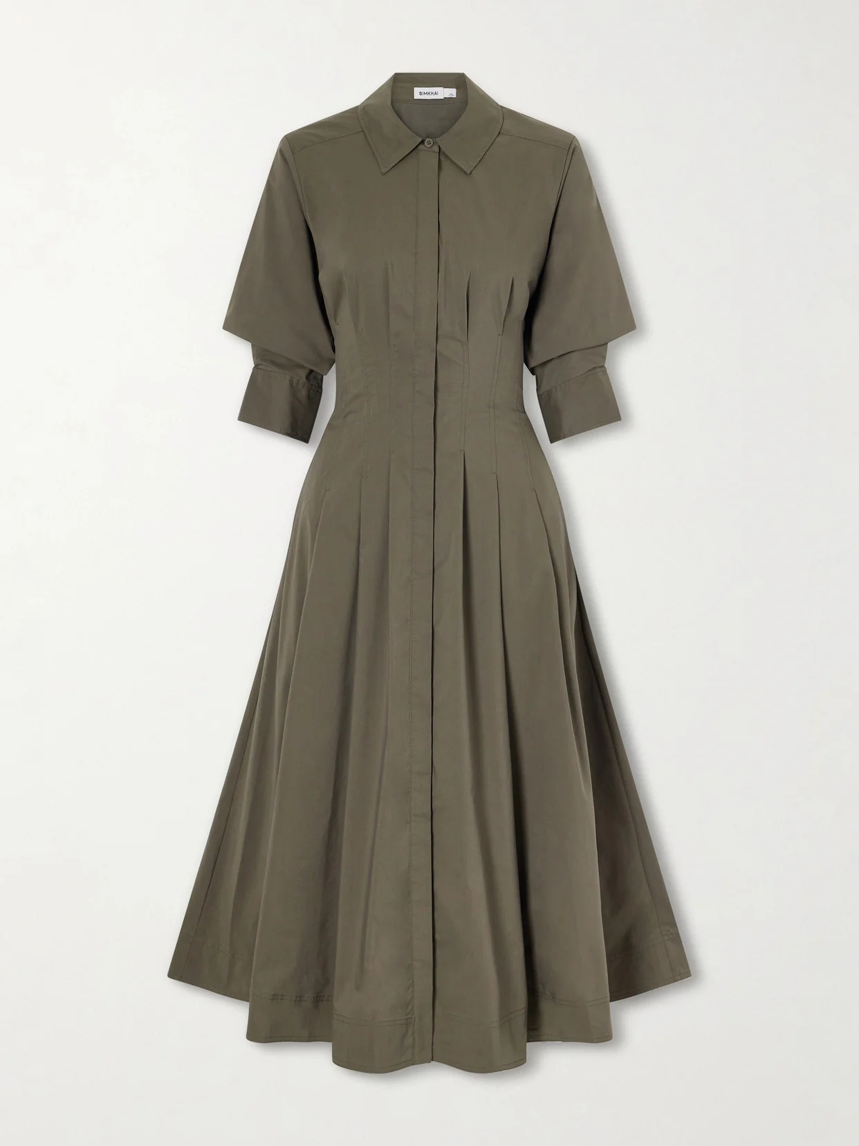 Jazz Pintucked Cotton-blend Poplin Midi Shirt Dress - 1