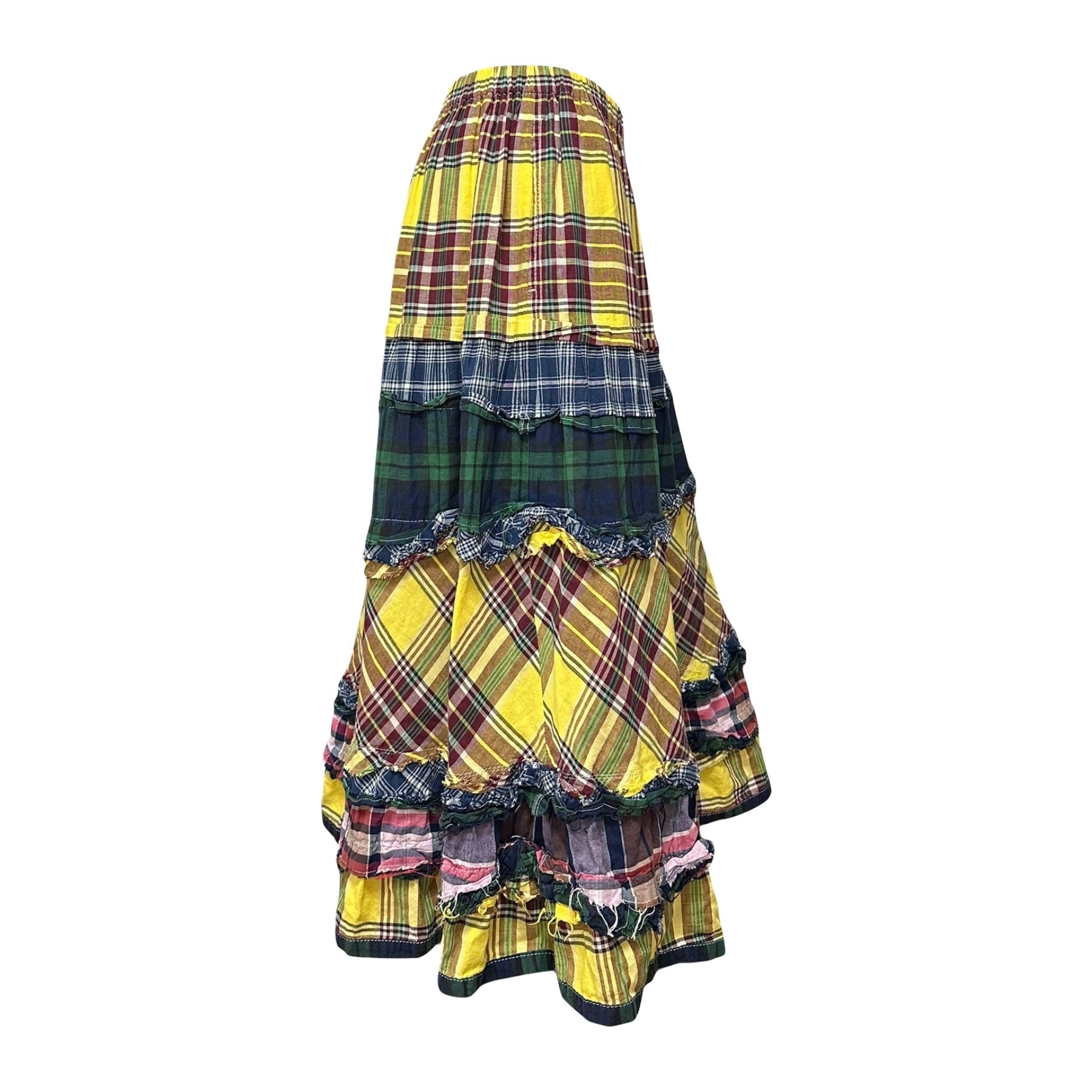 COMME DES GARÇONS Patchwork Checkered Flared Midi Skirt - 3