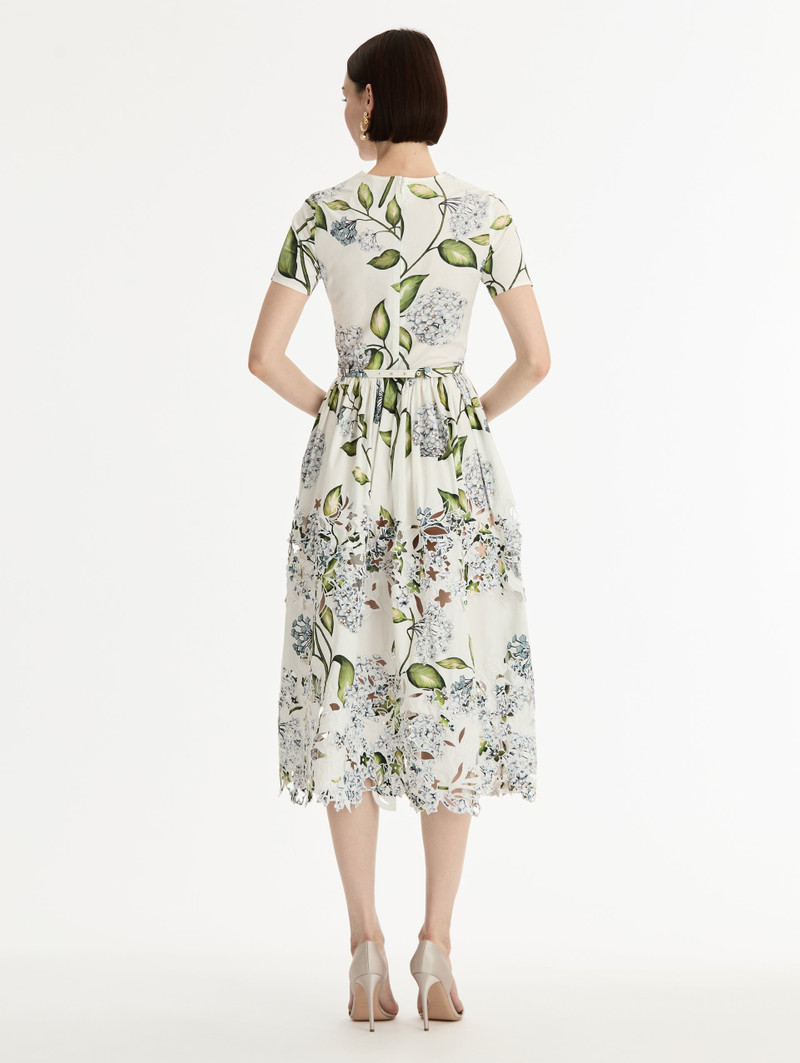 PORCELAIN FLOWER EMBROIDERED COTTON POPLIN DRESS 4