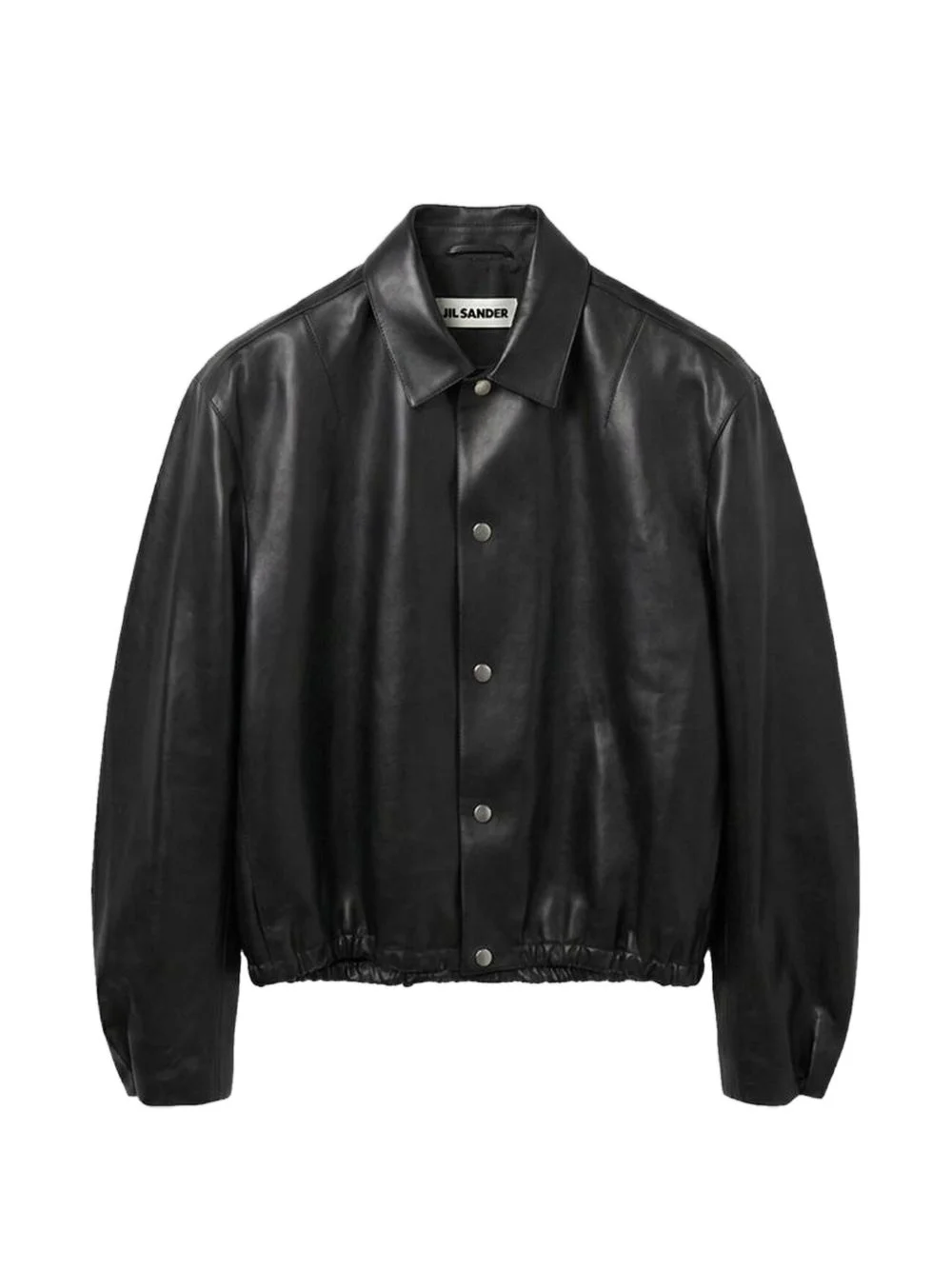 elasticated-hem leather jacket - 1