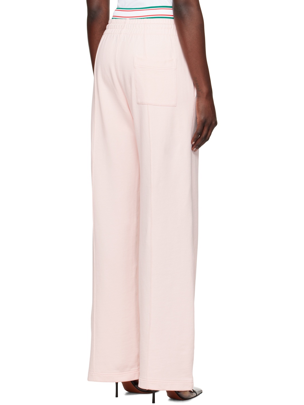 Pink Greek Temple Patch Open Hem Lounge Pants - 3
