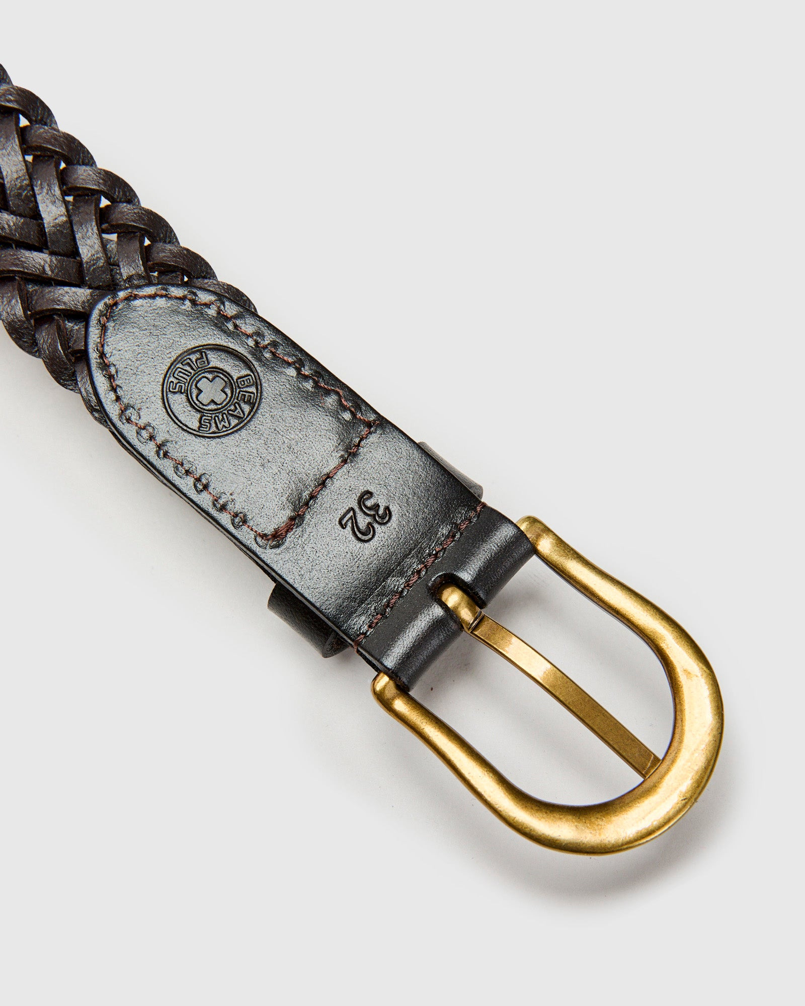 Braided Leather Mesh Belt in Brown - 3