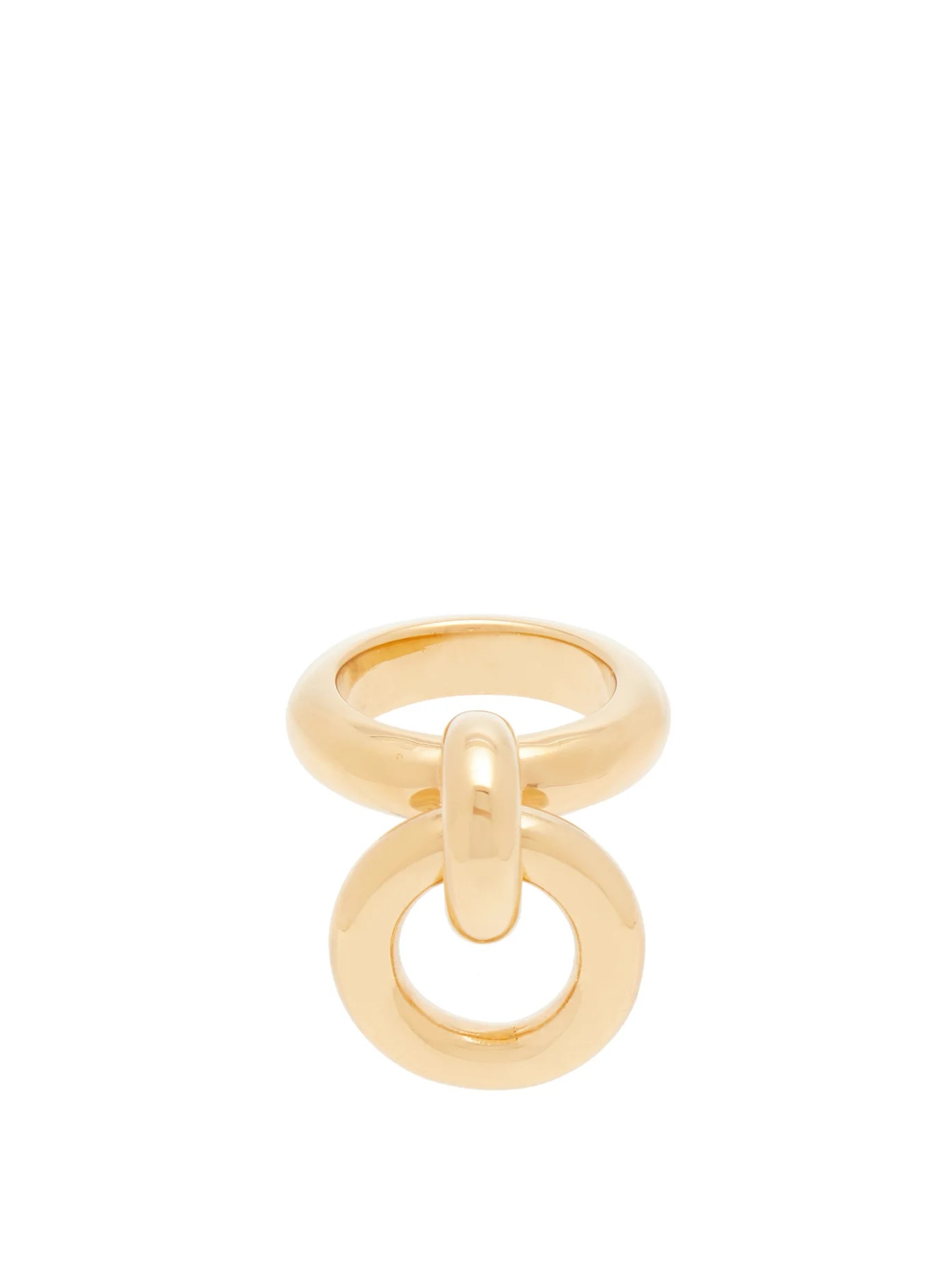 Hoop-charm gold-plated sterling silver ring - 1