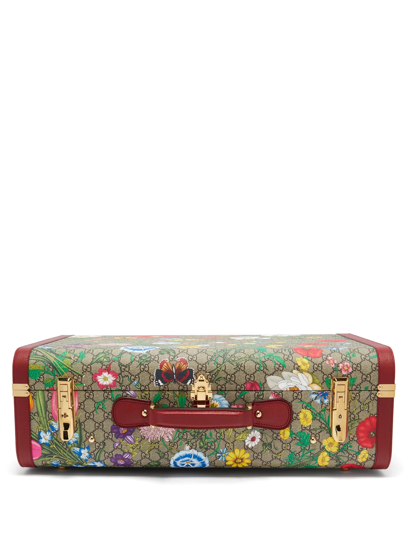 GG Flora coated canvas and leather suitcase - 1