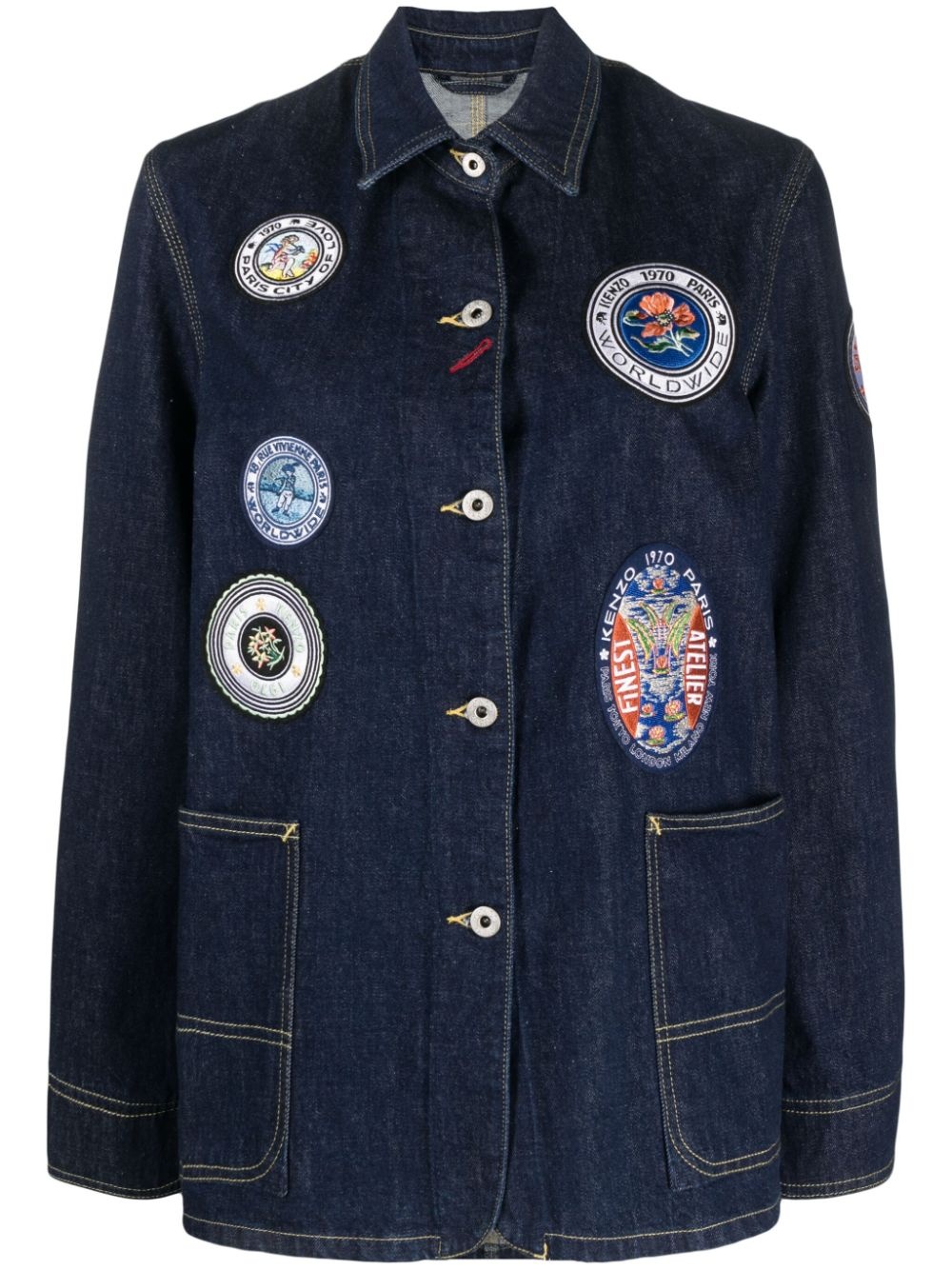 Travel patch-detailing denim jacket - 1