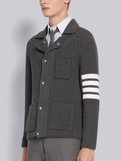 Thom Browne Medium Grey Wool Cardigan Stitch 4-bar Jacket  outlook